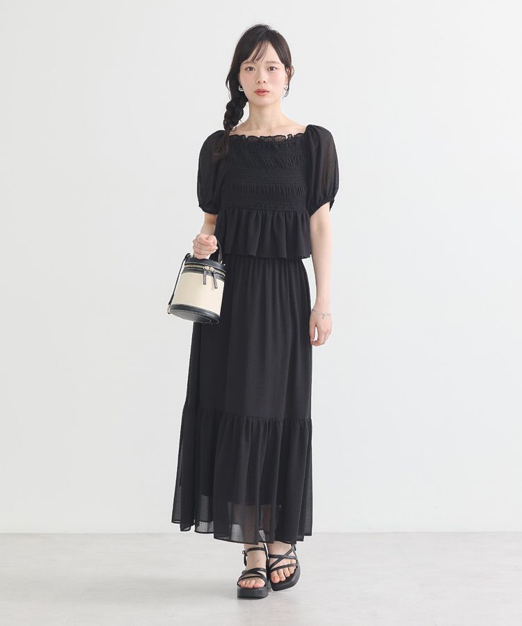 earth music&ecology「SET2点フロッキードットブラウス＋スカート」|スーツ|