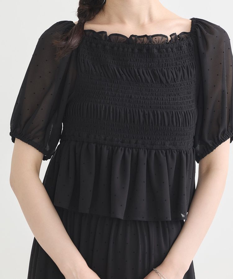 earth music&ecology「SET2点フロッキードットブラウス＋スカート」|スーツ|