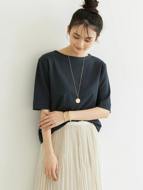 AMERICAN HOLIC「5分袖ボートネックカットプルオーバー」|Tシャツ・カットソー|ネイビー