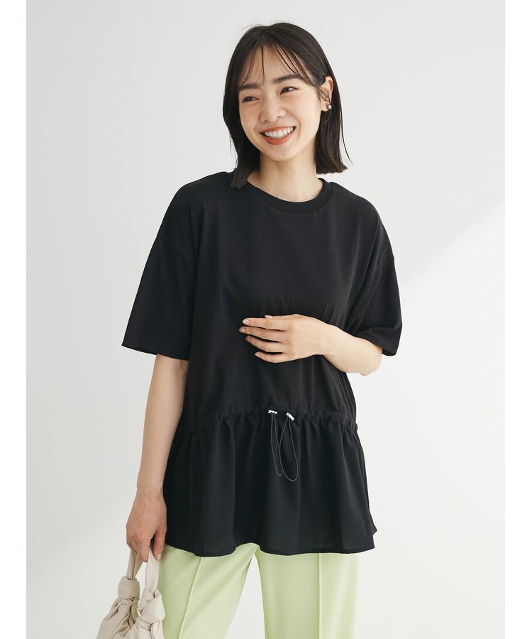 Green Parks「ドロスト切替えドッキングカットプルオーバー」|Tシャツ・カットソー|Black