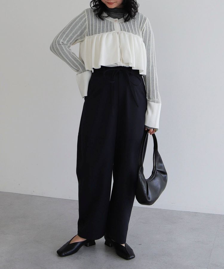 AnriettMusee「2WAY ラッフル切替ニットトップス」|カーディガン|