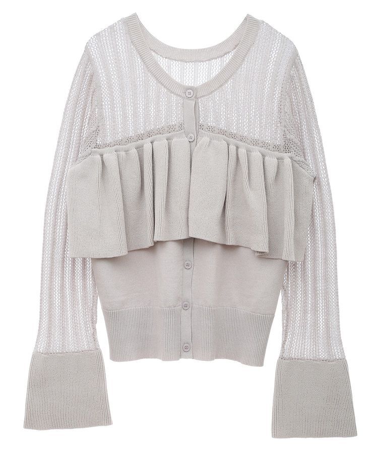 AnriettMusee「2WAY ラッフル切替ニットトップス」|カーディガン|