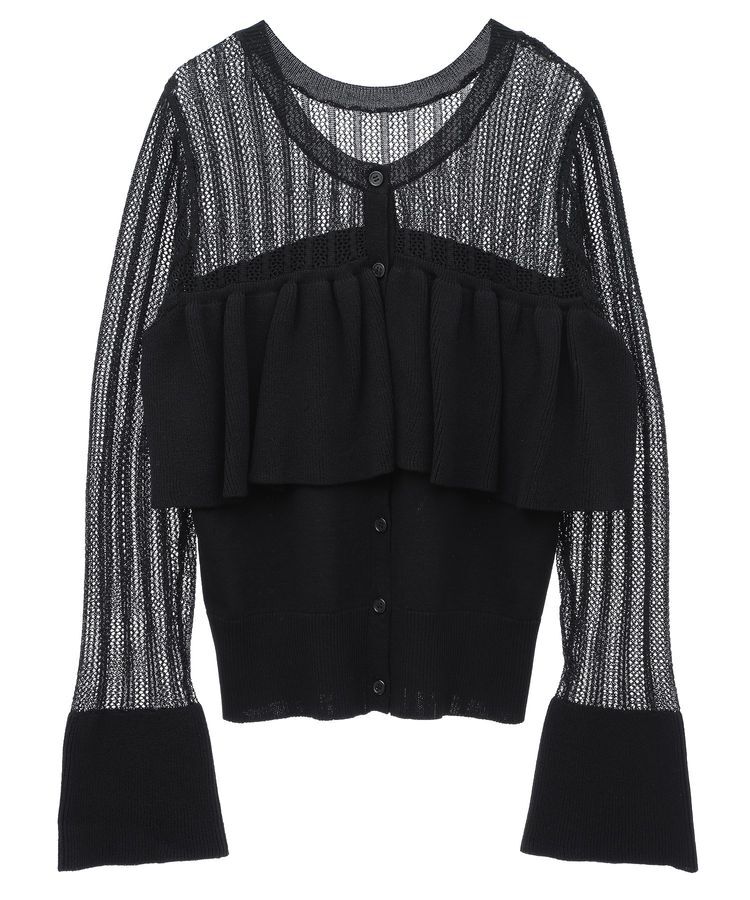 AnriettMusee「2WAY ラッフル切替ニットトップス」|カーディガン|