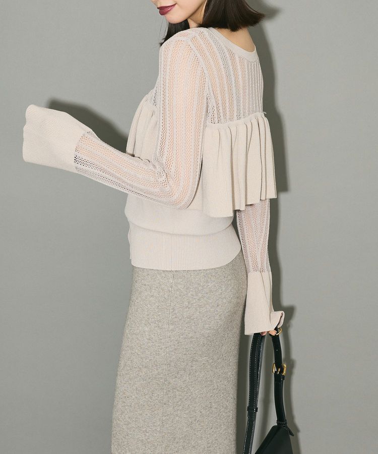 AnriettMusee「2WAY ラッフル切替ニットトップス」|カーディガン|