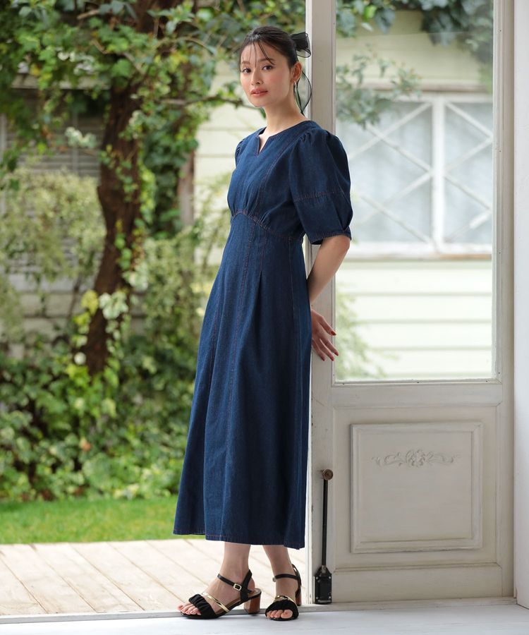 Green Parks「・ELENCARE DUE デニム5分袖ワンピース」|ワンピース|
