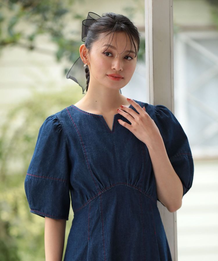 Green Parks「・ELENCARE DUE デニム5分袖ワンピース」|ワンピース|