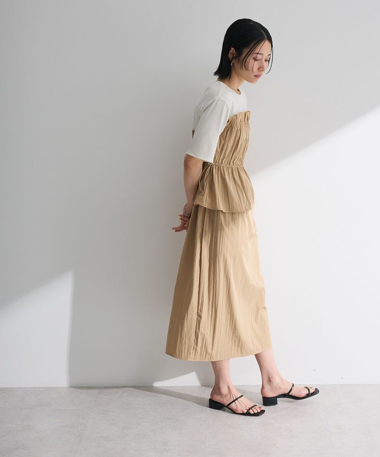 Green Parks「ラメリブペプラムドッキングワンピース」|ワンピース|