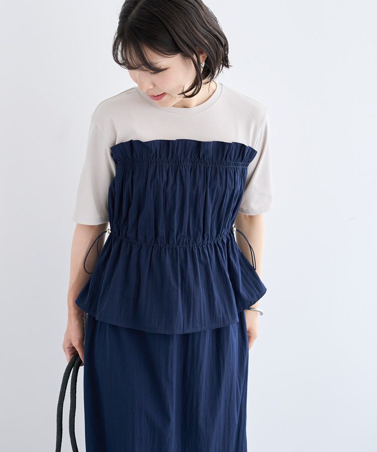 Green Parks「ラメリブペプラムドッキングワンピース」|ワンピース|