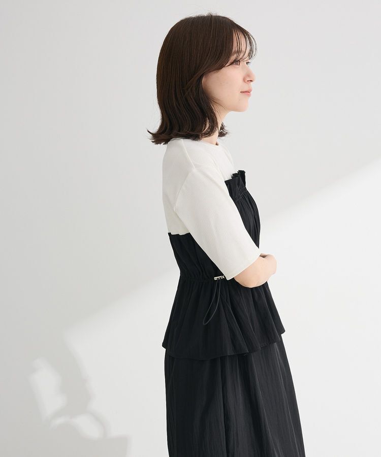 Green Parks「ラメリブペプラムドッキングワンピース」|ワンピース|