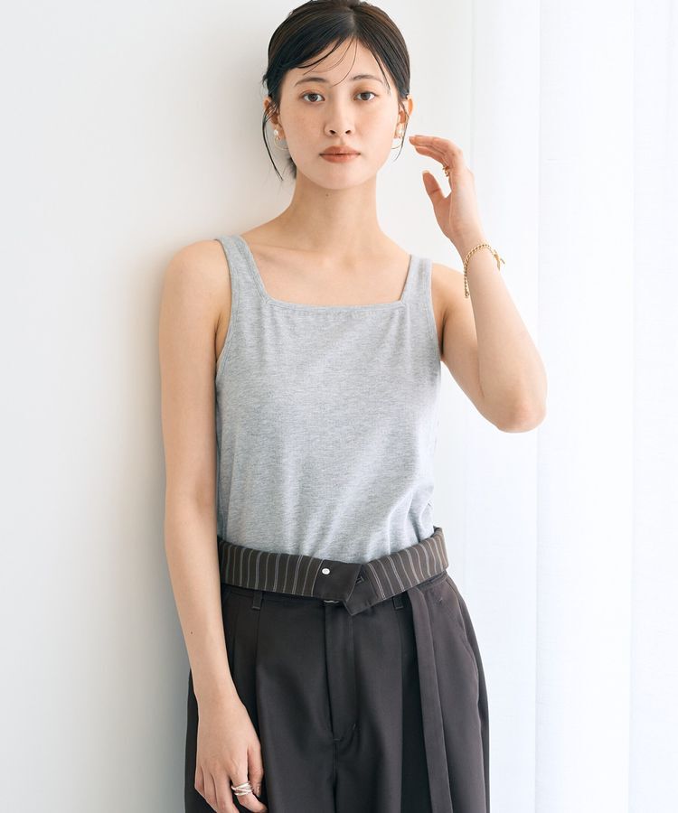 YECCA VECCA「2wayスクエアリブタンクトップ」|インナー|Gray Mixture