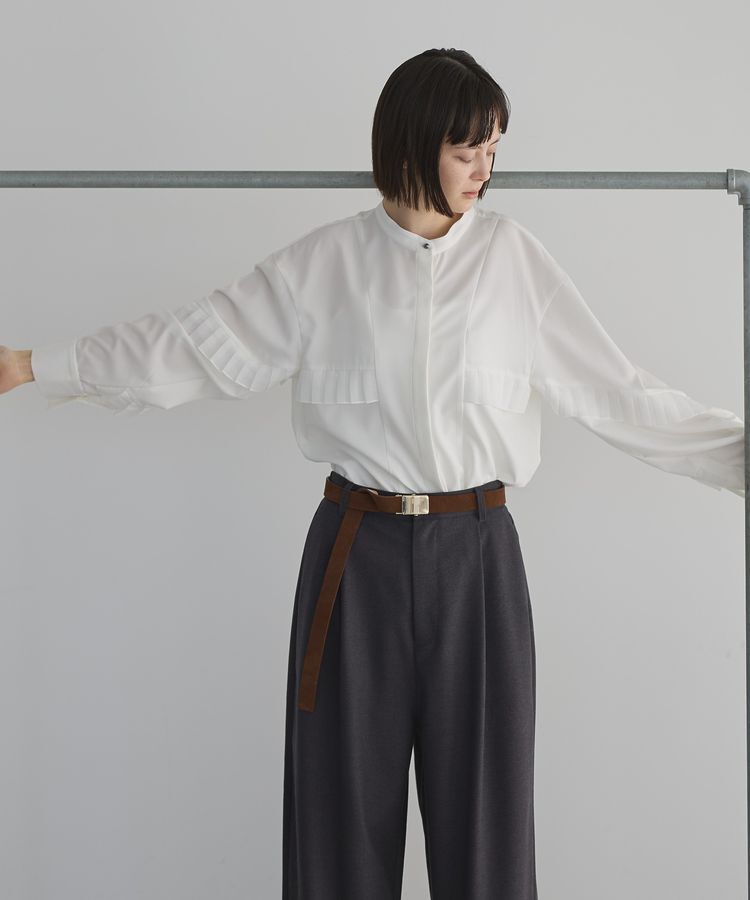 GARAGE OF GOOD CLOTHING「シアプリーツラインブラウス」|シャツ・ブラウス|Off White