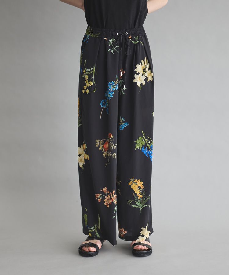 GARAGE OF GOOD CLOTHING「【日本製】デシンフラワープリントドロストワイドパンツ」|その他|Black