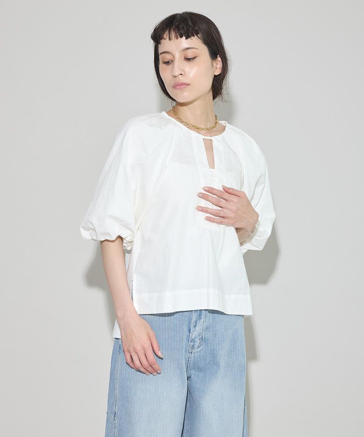 GARAGE OF GOOD CLOTHING「【日本製】綿麻半袖パフスリーブブラウス」|シャツ・ブラウス|Off White
