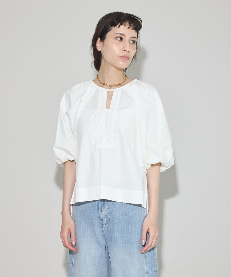 GARAGE OF GOOD CLOTHING「【日本製】綿麻半袖パフスリーブブラウス」|シャツ・ブラウス|