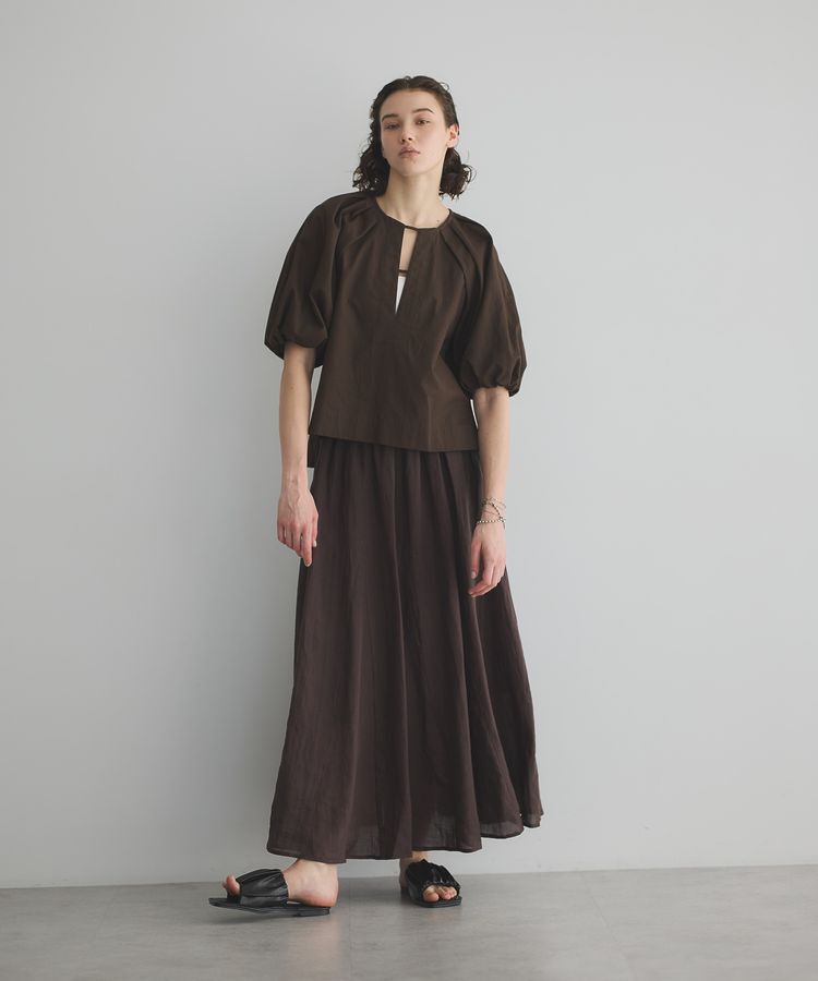 GARAGE OF GOOD CLOTHING「【日本製】綿麻半袖パフスリーブブラウス」|シャツ・ブラウス|