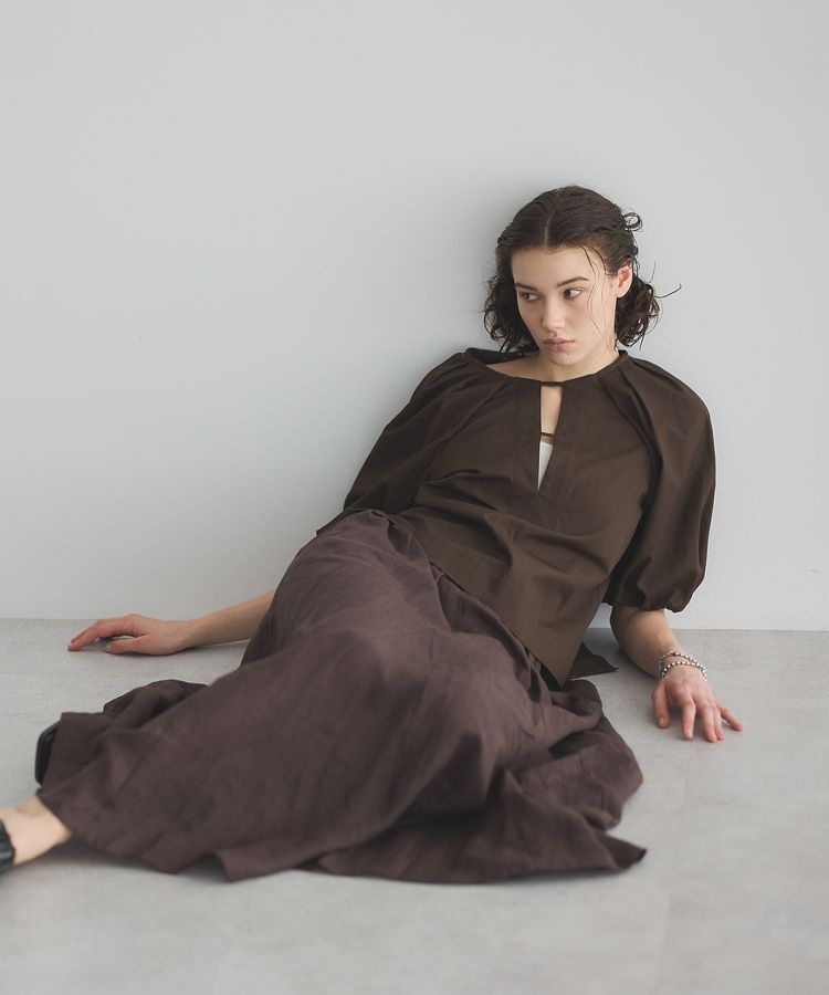 GARAGE OF GOOD CLOTHING「【日本製】綿麻半袖パフスリーブブラウス」|シャツ・ブラウス|