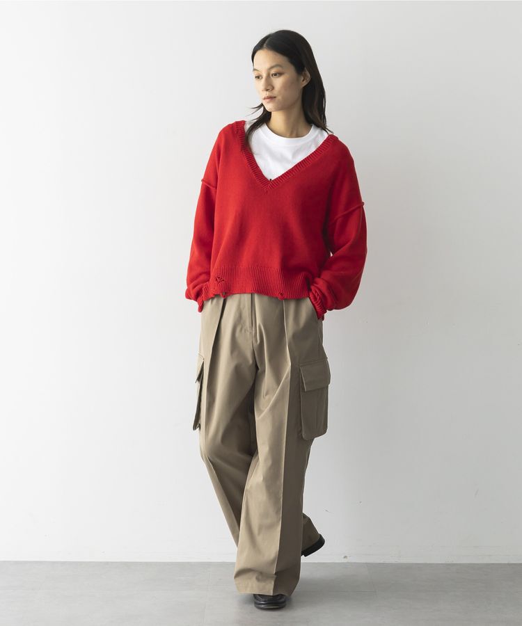 GARAGE OF GOOD CLOTHING「Vネックダメージショートニットプルオーバー」|ニット・セーター|