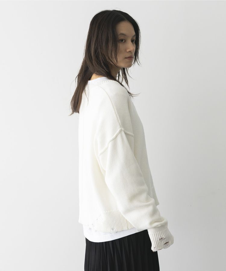 GARAGE OF GOOD CLOTHING「Vネックダメージショートニットプルオーバー」|ニット・セーター|