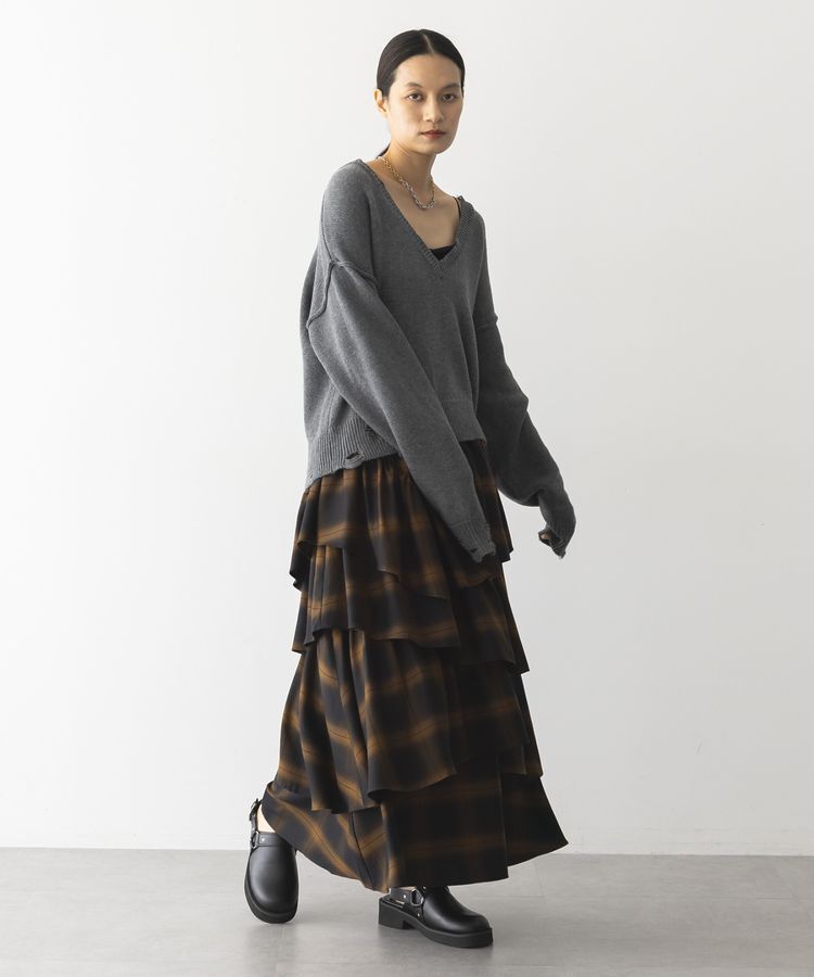 GARAGE OF GOOD CLOTHING「Vネックダメージショートニットプルオーバー」|ニット・セーター|