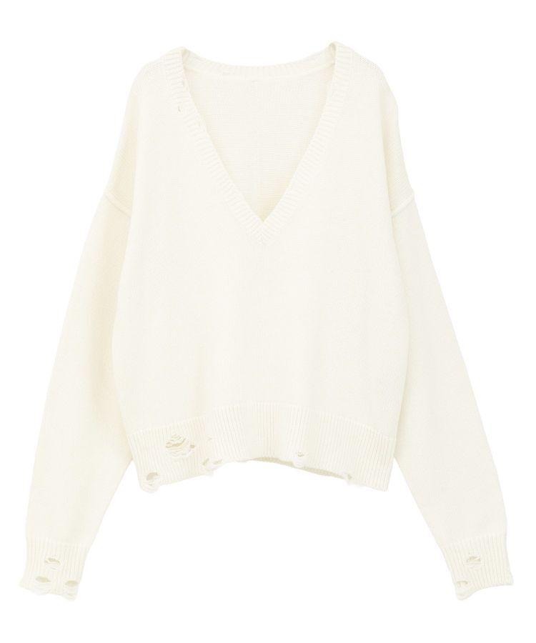 GARAGE OF GOOD CLOTHING「Vネックダメージショートニットプルオーバー」|ニット・セーター|