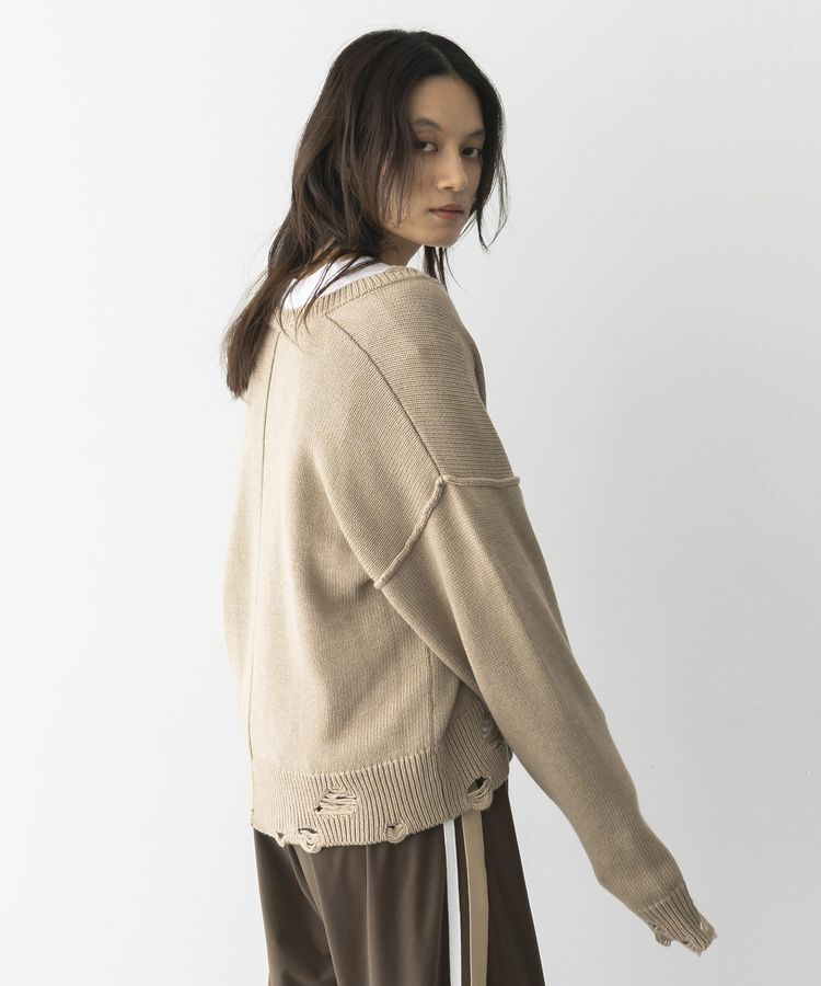 GARAGE OF GOOD CLOTHING「Vネックダメージショートニットプルオーバー」|ニット・セーター|