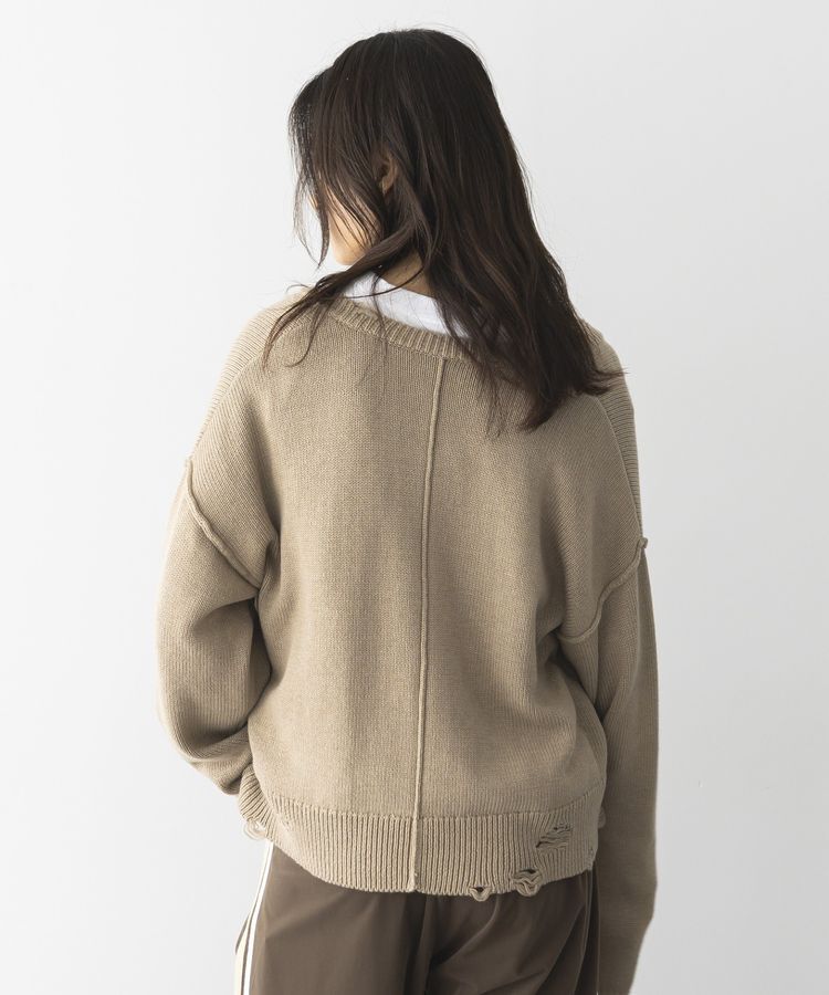 GARAGE OF GOOD CLOTHING「Vネックダメージショートニットプルオーバー」|ニット・セーター|