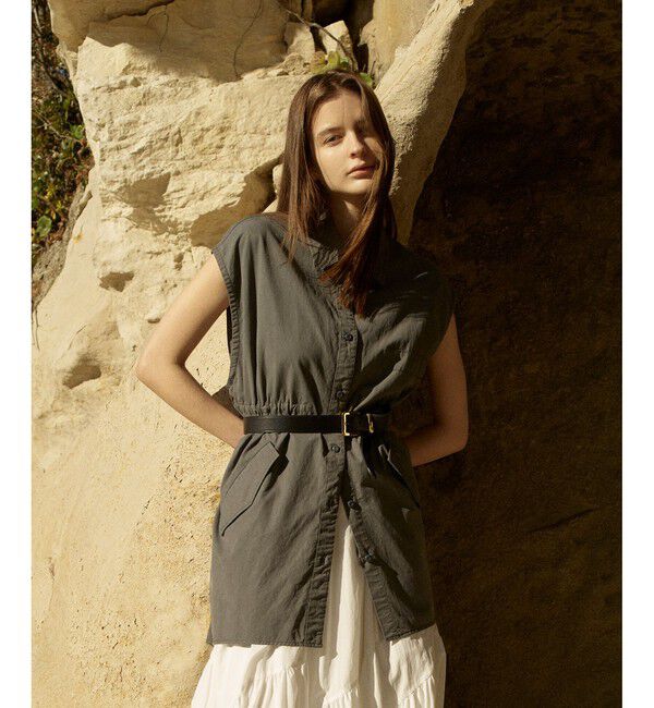 allureville「サファリノースリーブジレ」|ベスト・ジレ|グレー