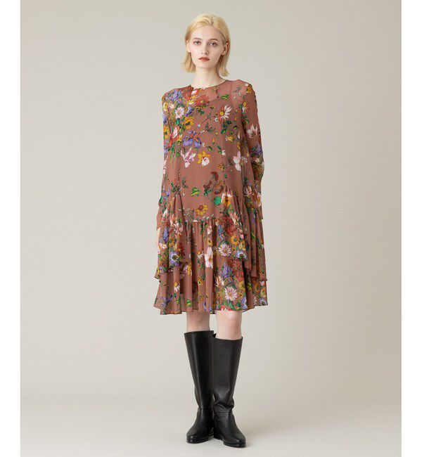 LOULOU WILLOUGHBY「【LOULOU WILLOUGHBY】RATTIシフォンフラワープリントワンピース」|ワンピース|