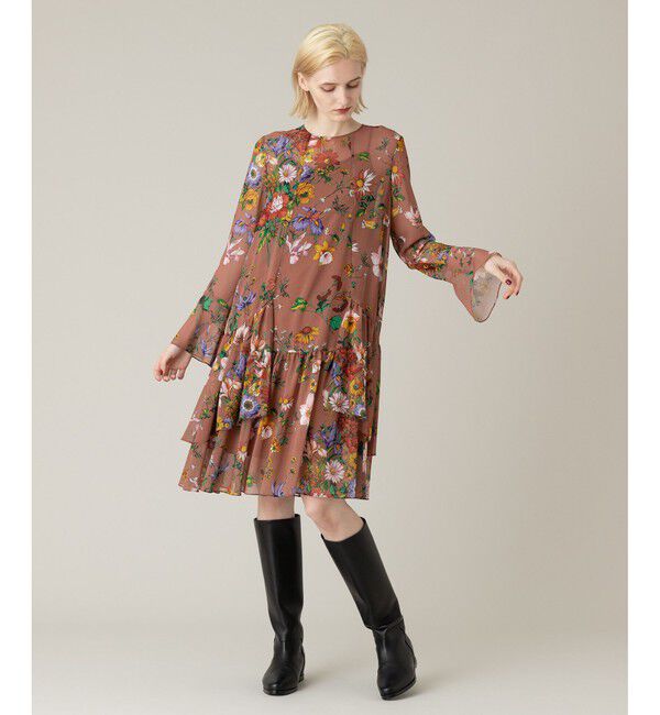 LOULOU WILLOUGHBY「【LOULOU WILLOUGHBY】RATTIシフォンフラワープリントワンピース」|ワンピース|