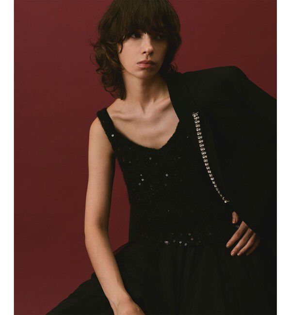 allureville「スパンコールモヘヤキャミ」|ベスト・ジレ|