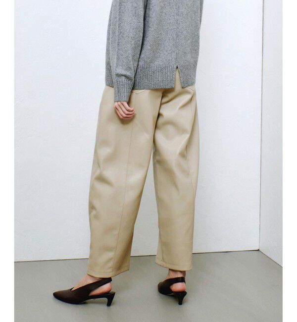 allureville「フェイクレザーフロントシームパンツ」|チノ|