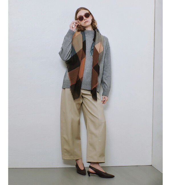 allureville「フェイクレザーフロントシームパンツ」|チノ|