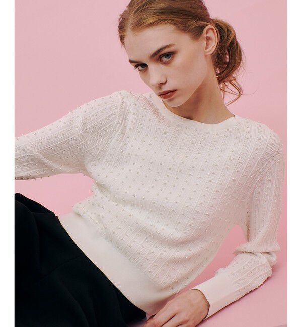 LOULOU WILLOUGHBY「【LOULOU WILLOUGHBY】パールスタッズプルオーバー」|ニット・セーター|
