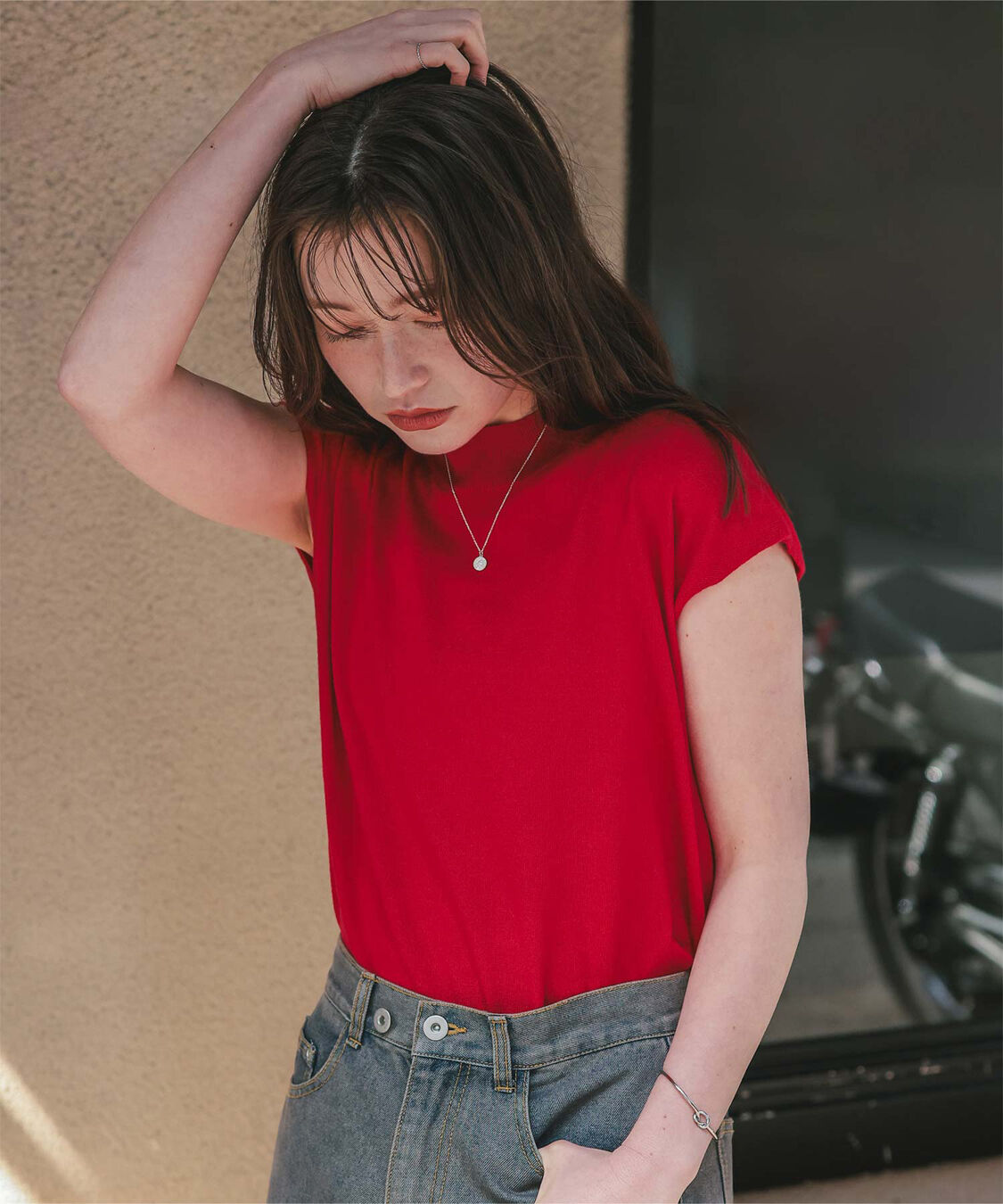 titivate「ベーシックフレンチスリーブライトニット」|ニット・セーター|