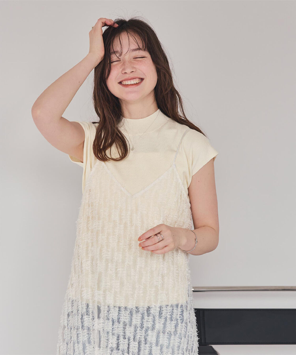 titivate「ベーシックフレンチスリーブライトニット」|ニット・セーター|