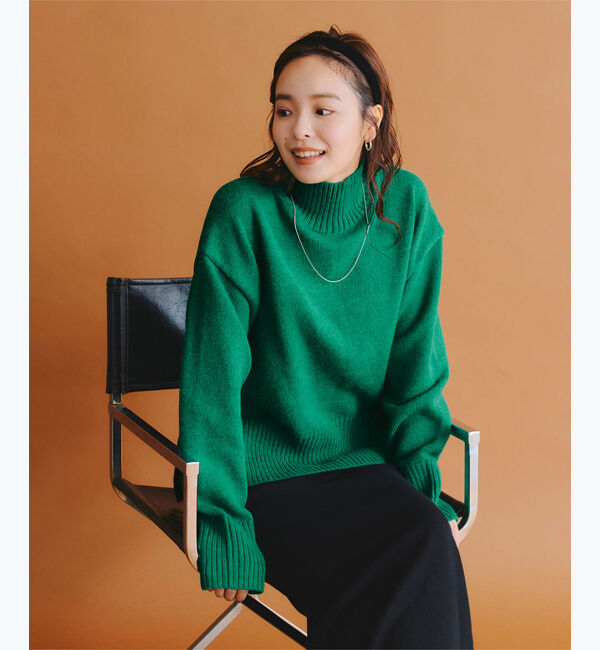 titivate「タートルネックベーシックニット」|ニット・セーター|グリーン