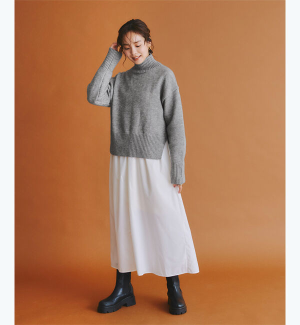 titivate「タートルネックベーシックニット」|ニット・セーター|グレー