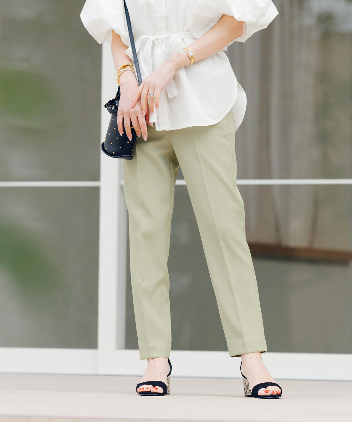 ur's「【星玲奈さんコラボアイテム】ハイウエストスリムパンツ」|スラックス|