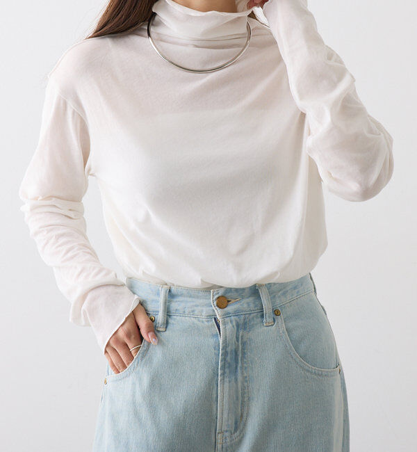  「コットンシアーハイネックカットソー」|プルオーバー|