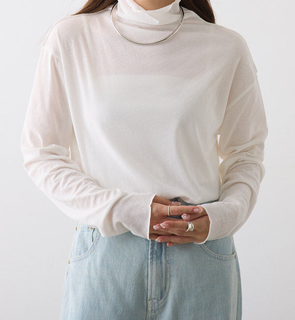  「コットンシアーハイネックカットソー」|プルオーバー|