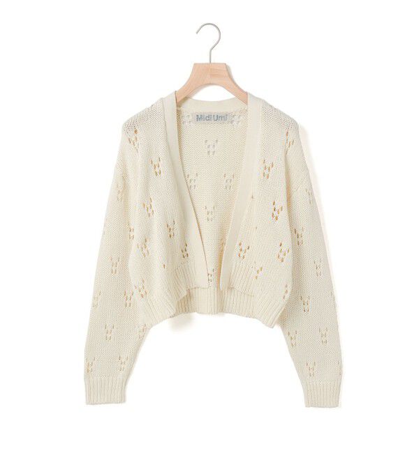MidiUmi「MidiUmi オープンワークニットカーディガン」|カーディガン|アイボリー