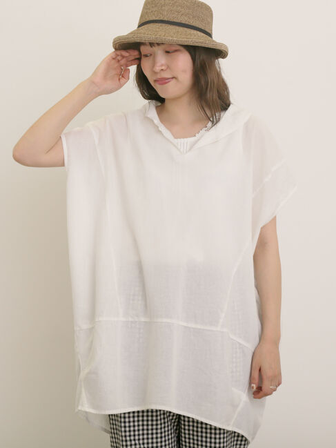 Samansa Mos2「【クールコットン】柄アソートフレンチスリーブチュニック」|シャツ・ブラウス|