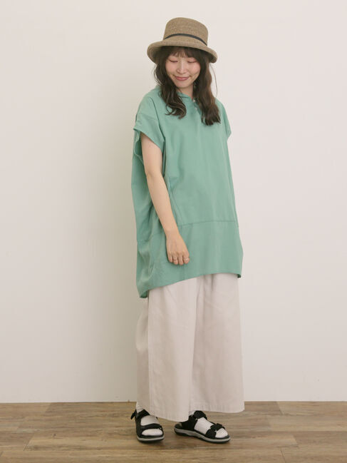 Samansa Mos2「【クールコットン】柄アソートフレンチスリーブチュニック」|シャツ・ブラウス|