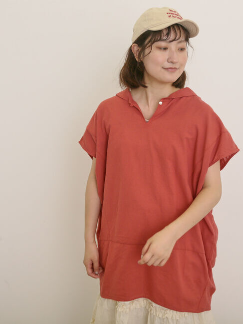 Samansa Mos2「【クールコットン】柄アソートフレンチスリーブチュニック」|シャツ・ブラウス|