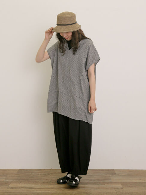 Samansa Mos2「【クールコットン】柄アソートフレンチスリーブチュニック」|シャツ・ブラウス|