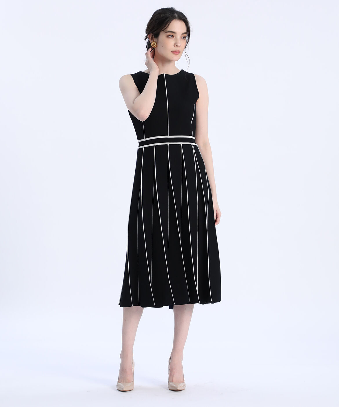 Maglie le cassetto「《M Maglie le cassetto》ラインニットワンピース」|ワンピース|ブラック