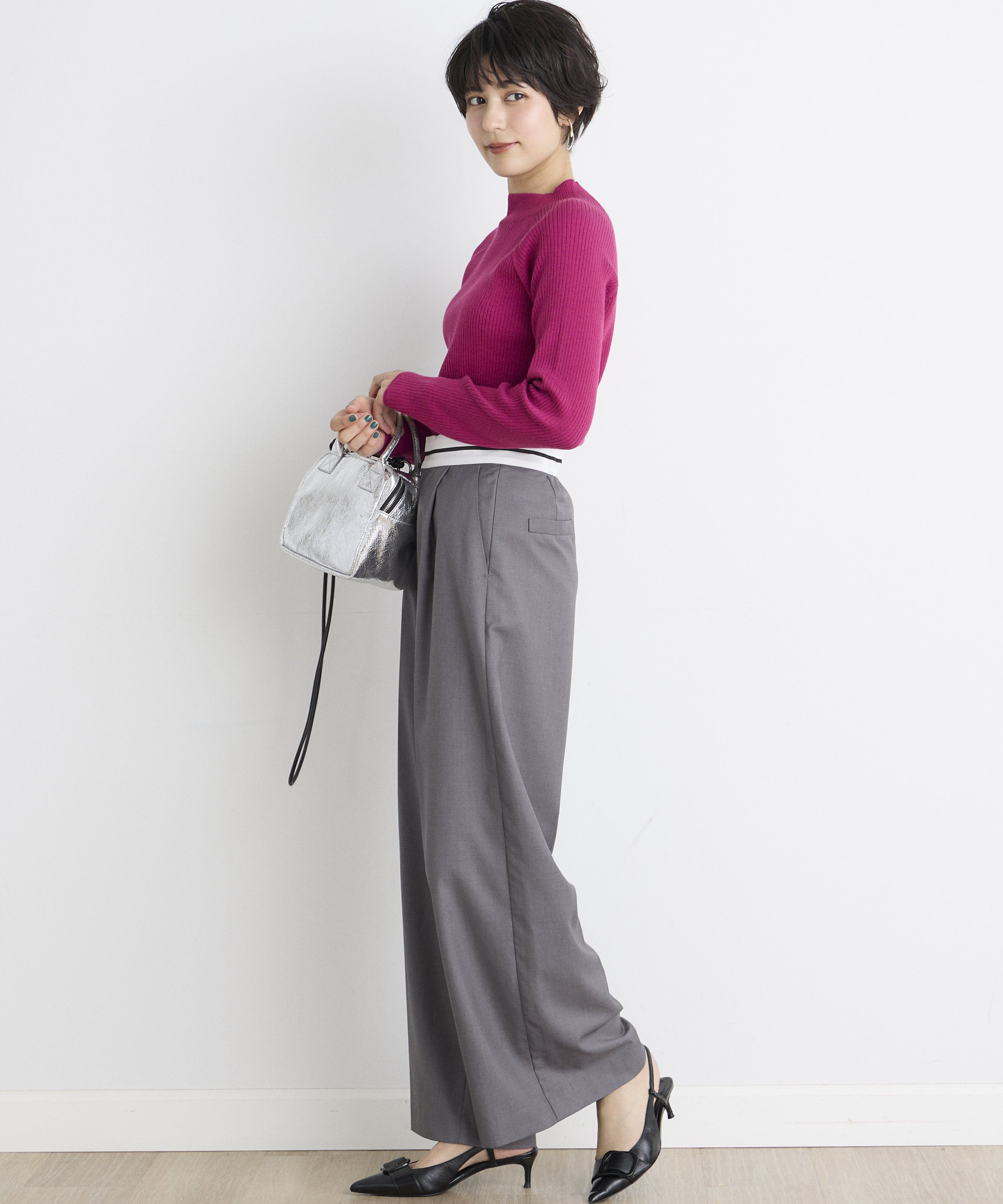 INED「《INED CLARO》スーパーストレッチローネックニット」|ニット・セーター|