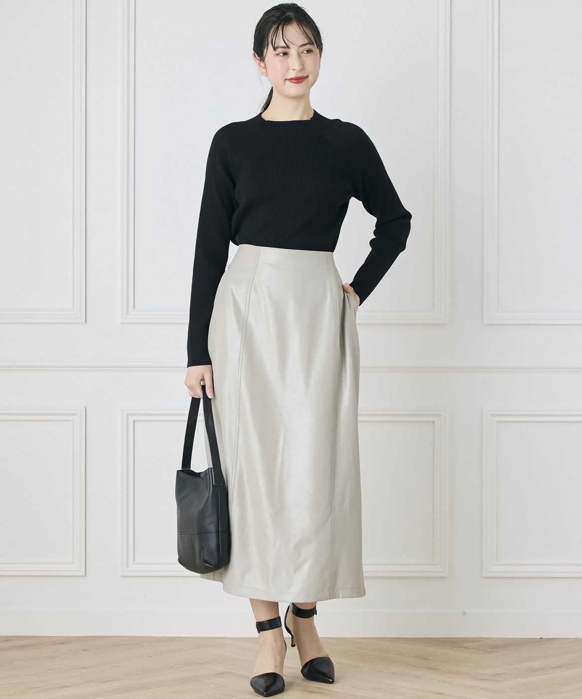 INED「《INED CLARO》スーパーストレッチローネックニット」|ニット・セーター|