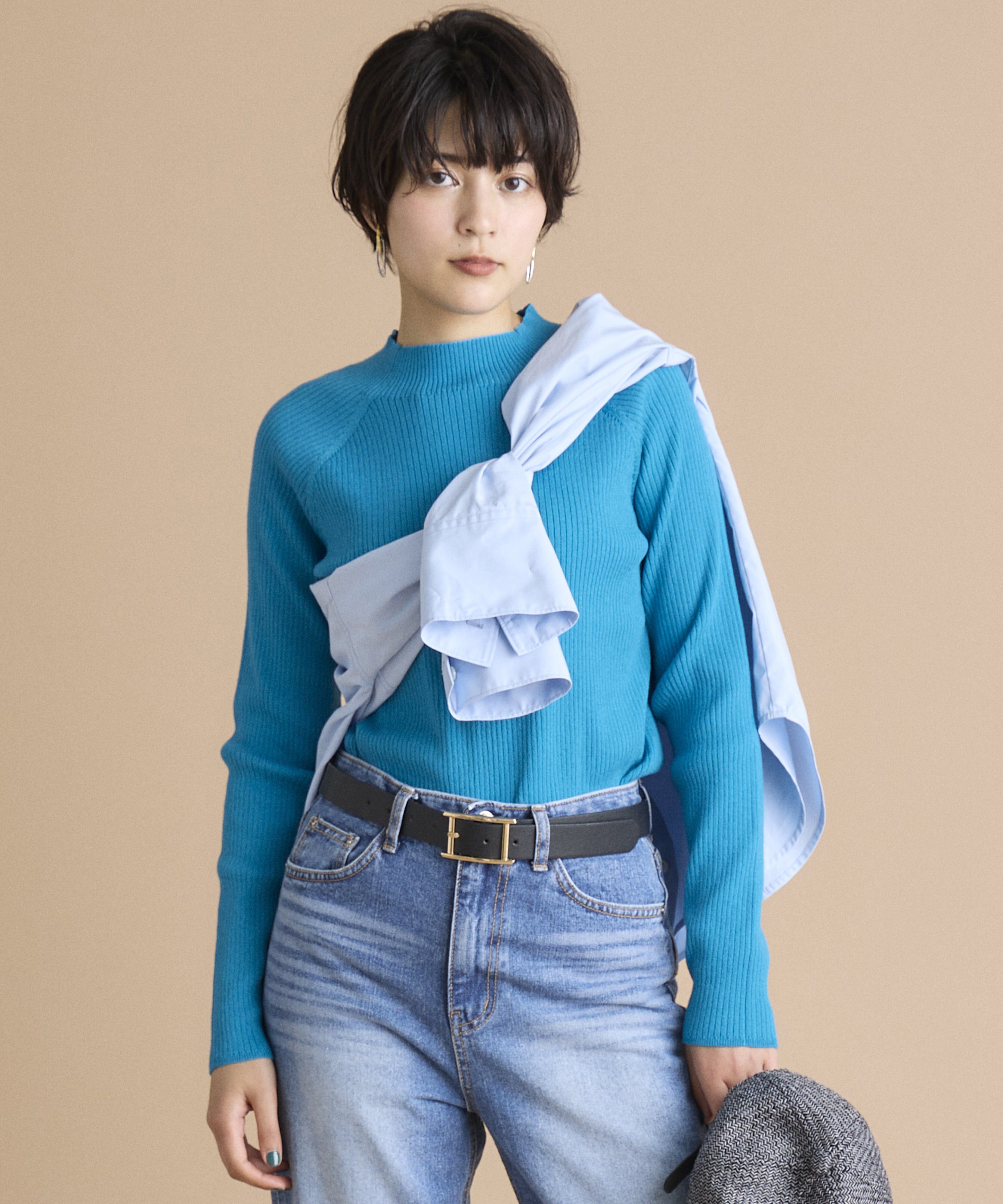 INED「《INED CLARO》スーパーストレッチローネックニット」|ニット・セーター|