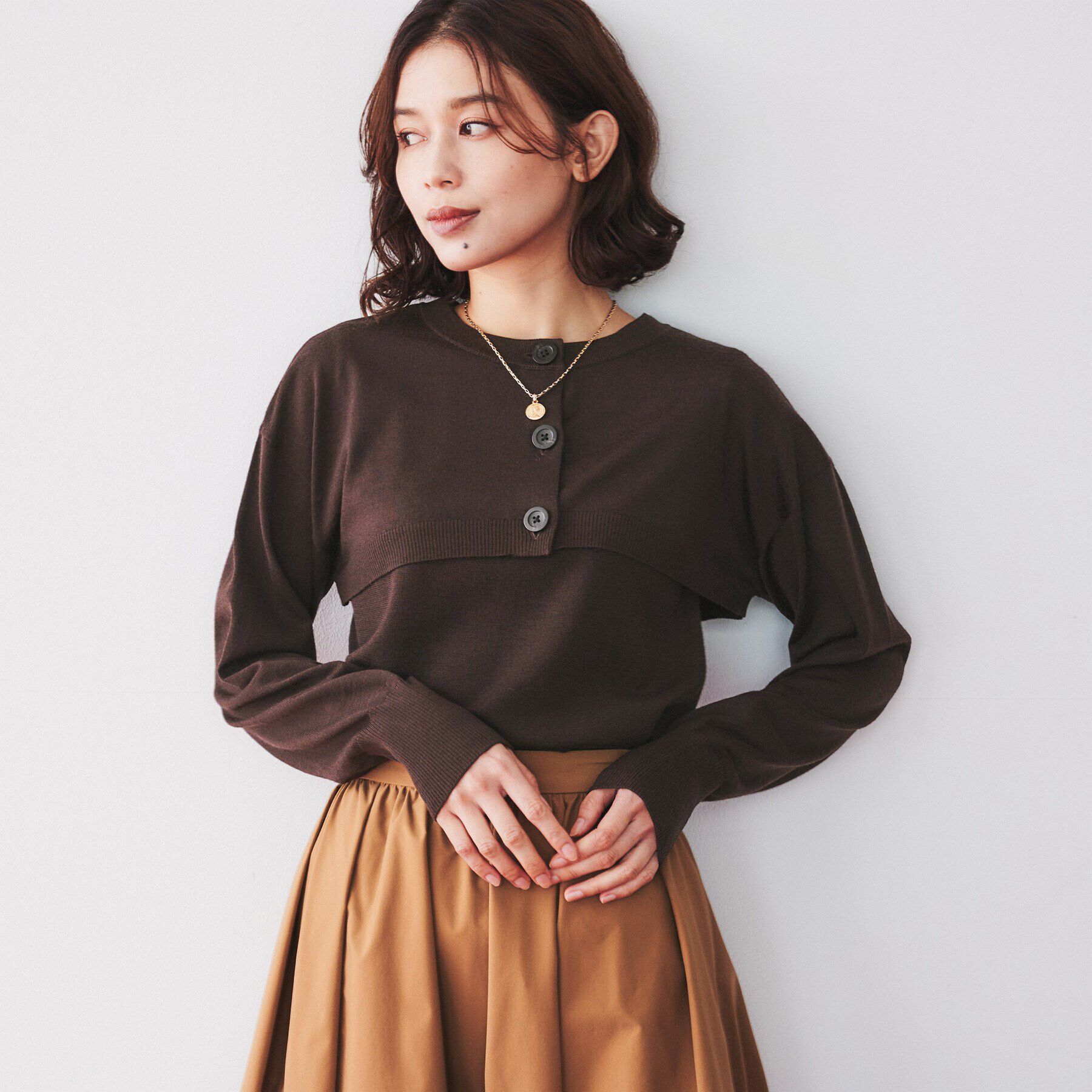 UNTITLED「【アンサンブル/毛100%】ボレロカーディガン&times;ノースリーブニットセット」|カーディガン|